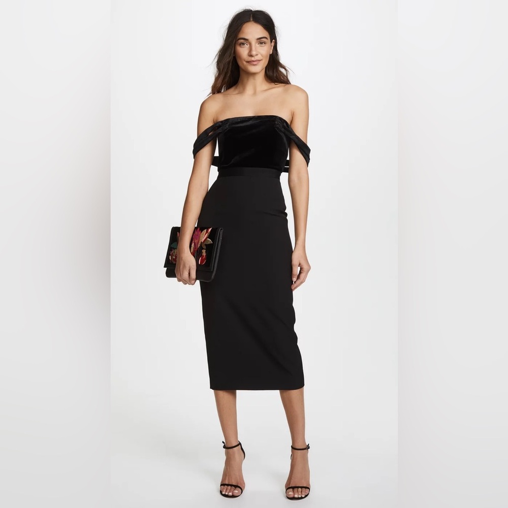 AQ/AQ Black Velvet Francesca Midi Dress | Size 0